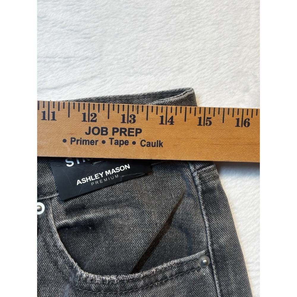 NWT Ashley Mason Premium Jeans Women's Grommets 7/28 Gray High Rise‎ Straight - Picture 11 of 16